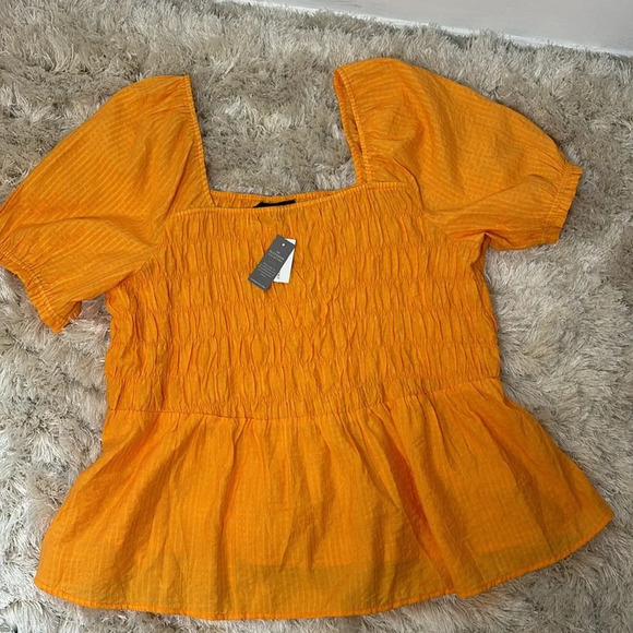 Lane Bryant Illusion Smocked Bodice Short Sleeve Blouse Top Women Size 22 NWT - Picture 10 of 10